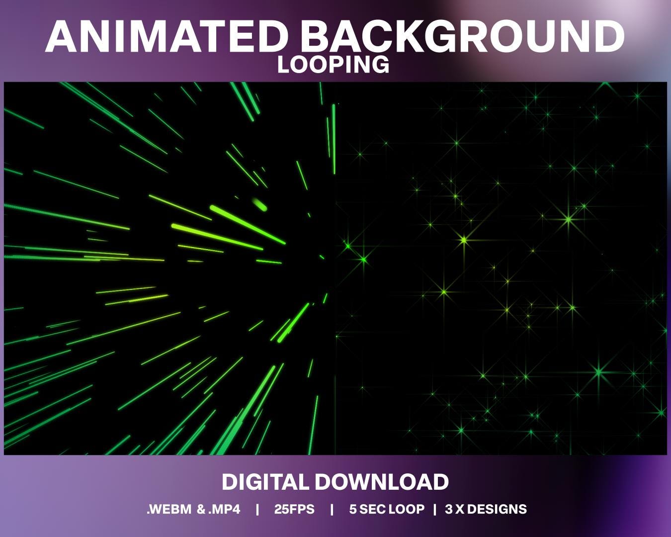 Animated Stars Background Loops: Light Speed Stream Decoration (digital ...