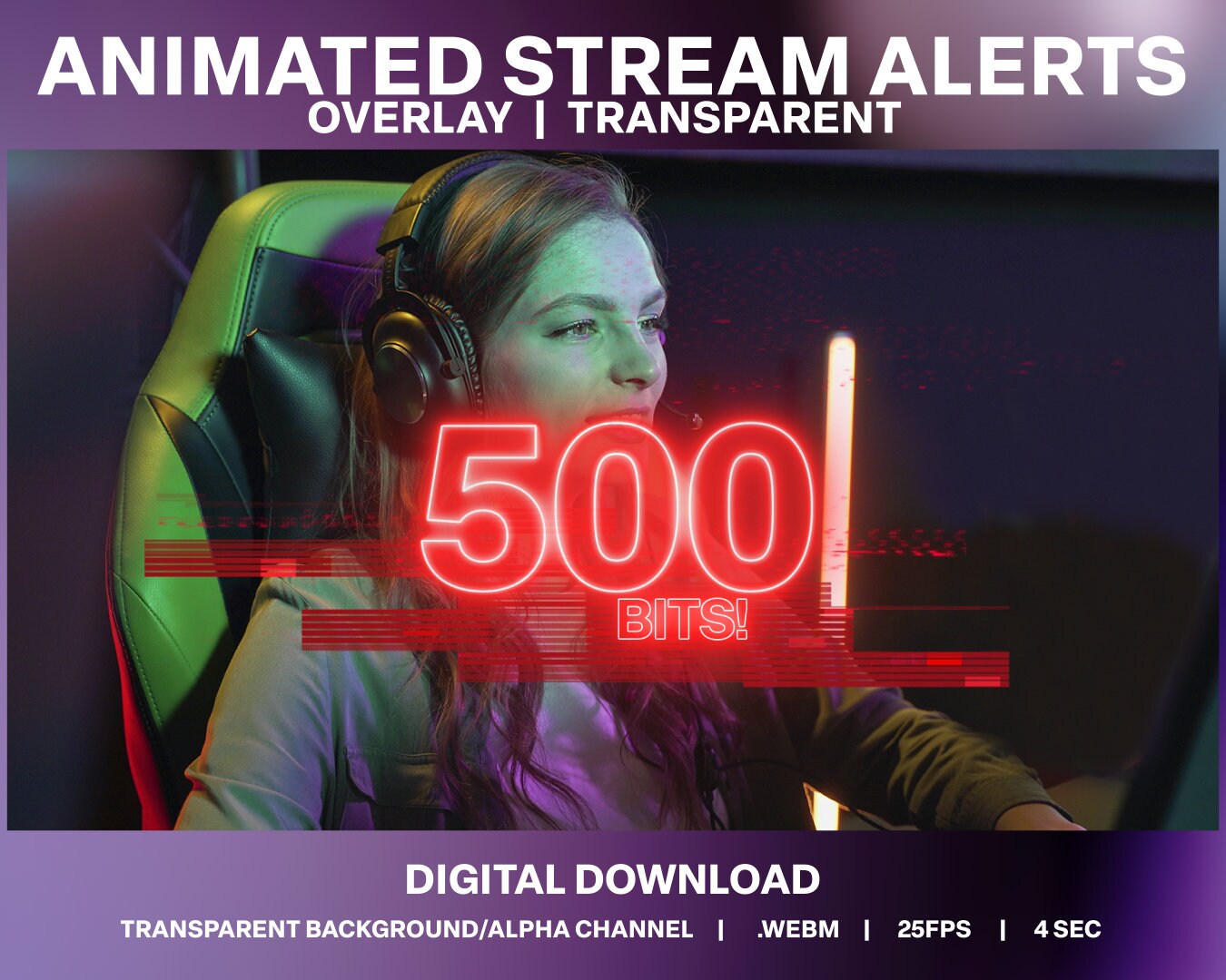 Neon Glitch Bomb Bits Animated Alert | Twitch Stream Overlay (digital ...
