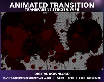 Splatter Animated Twitch Stream Transition | Creepy Paint splat Transitions | Blood Spray Grunge Stream Stinger | Horror Twitch Wipes