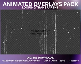 Old Film Grain Transparent Animated Overlay 6 Pack | TV Noise Stream Overlay | Transparent Noise | Vintage Editing Overlay