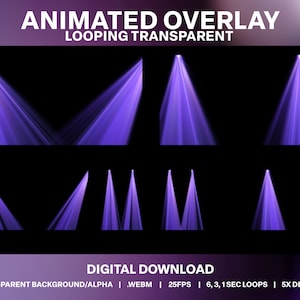 Animierte Lila Bühnenstrahler Loop: Twitch DJ Stream Overlay (Digitaler Download) Bild 3