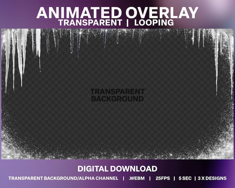 Animated Ice Icicles Stream Overlay | Winter Decoration (digital ...