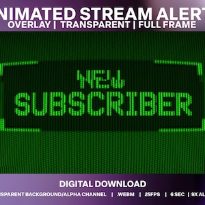 Animated Green CRT Stream Alerts: Glitchy Twitch Overlays (Digital Download)