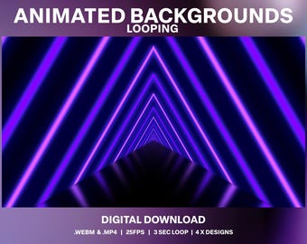 Neon DJ Stream Backgrounds: Cyber Maze Visuals (Digital Download)