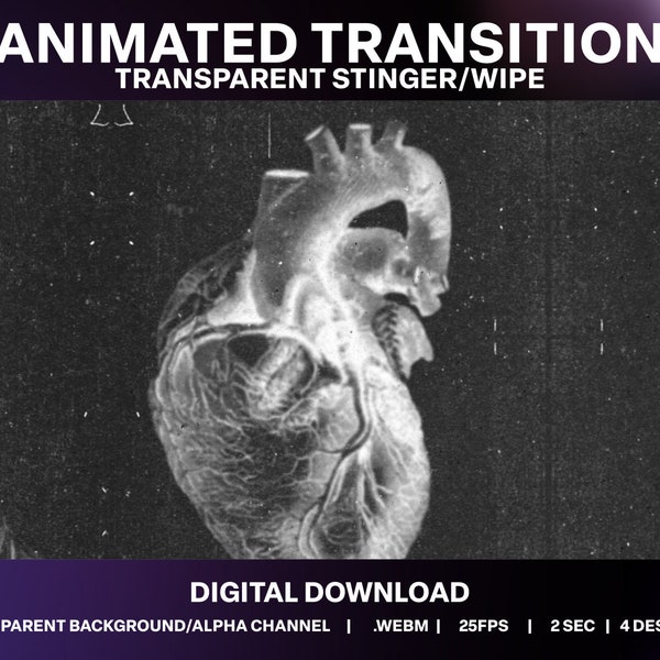 Creepy Heart Animated Stream Transition | Punk Anti Valentine Film Wipe | Glitch Grunge Stinger | SCI-FI Horror VHS Twitch Decoration