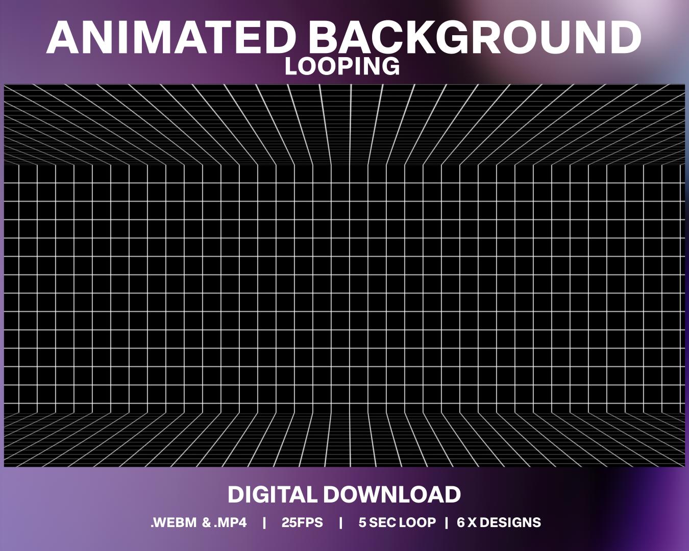 6x Animated Grid Background Loop | Retrowave DJ Stream | Streaming Cyber Overlay | Live VJ Vaporwave Decoration | B&W 3D vtuber background