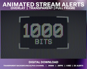 Retro CRT Twitch Bits Alert: Glitchy Cheers Overlay (Digital Download)