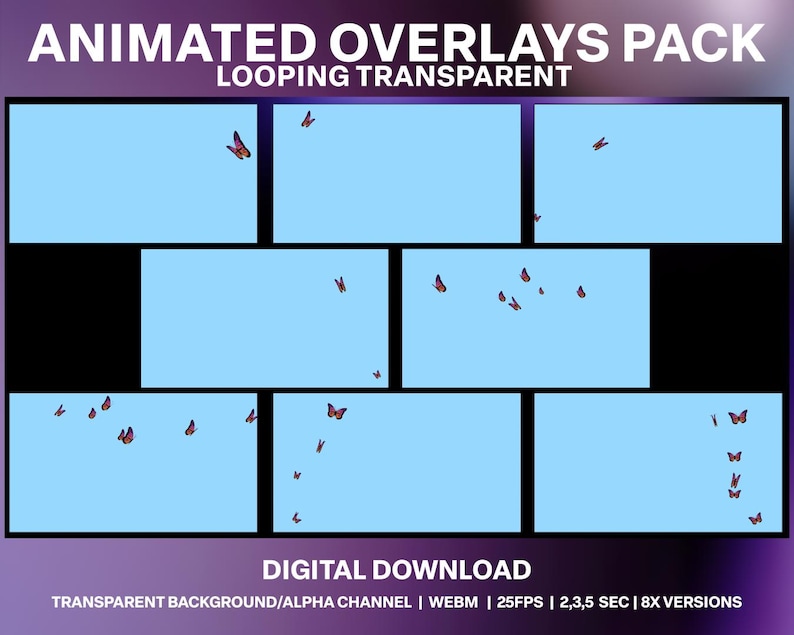 Animated Butterfly Stream Overlays: Tropical Nature Decoration (digital ...