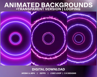 Neon Tunnel Animated Background Loop 6 Pack | Twitch DJ Stream Lighting | Transparent Neon Animated Stream | DJ Live Stream Neon Decoration
