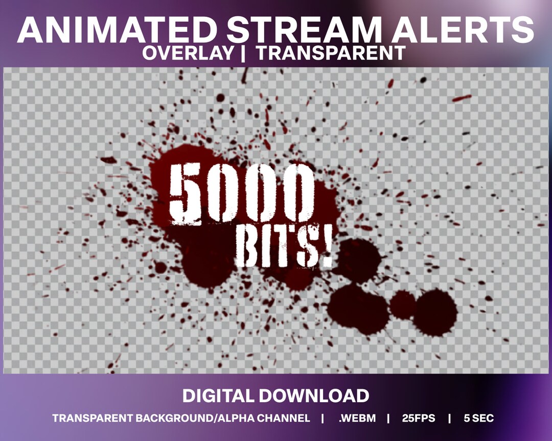 Splatter Twitch Bits Animated Alert: Horror Stream Overlay (digital ...