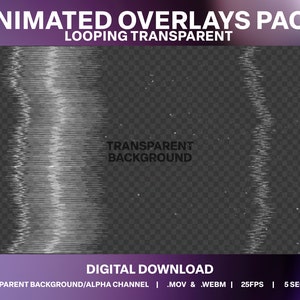 VHS Noise Animated Transparent Overlay 6 Pack | Old Film Stream Overlay | Transparent Noise | Vintage Editing Overlay Pack | Video Graphics