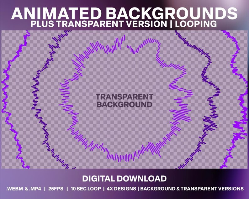 Animated Audio Wave Loop Backgrounds: DJ Stream Decoration (digital ...