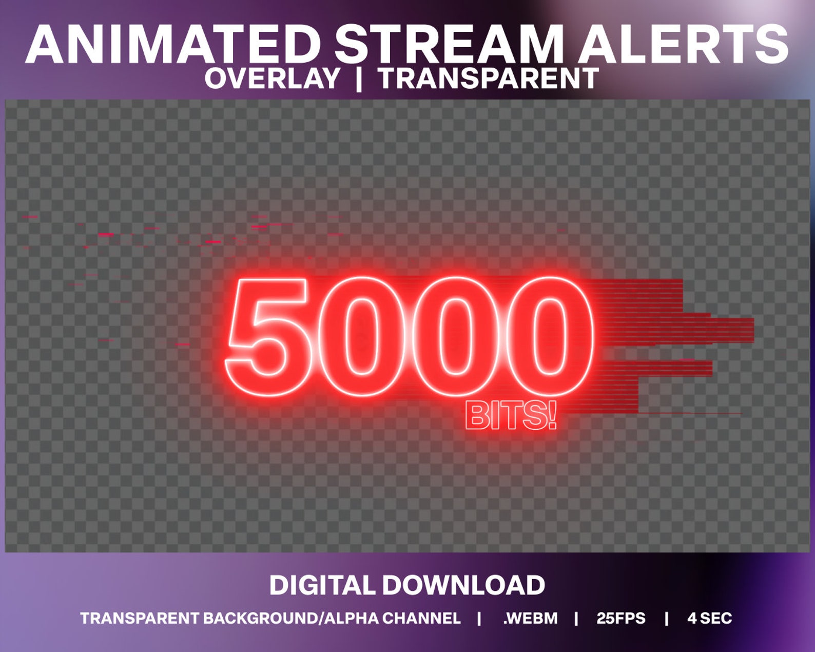 Neon Glitch Bomb Bits Animated Alert | Twitch Stream Overlay (digital ...