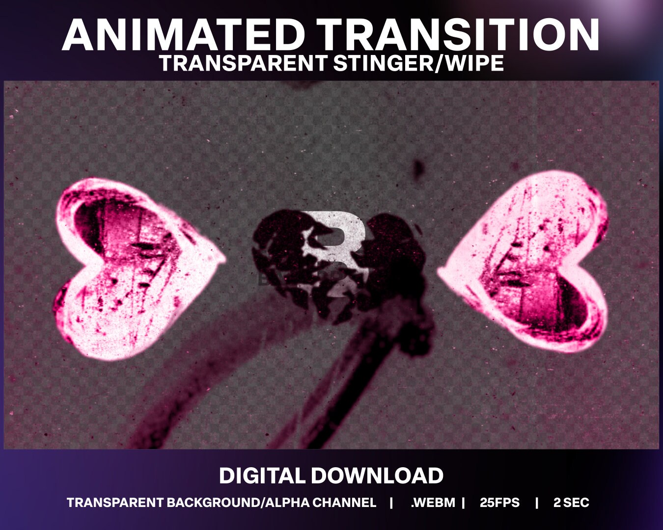 Anti Valentine Animated Stream Transition | Creepy Heart Film Wipe | Glitch Grunge Stinger | Horror VHS Twitch Overlay | Punk Stream Alert
