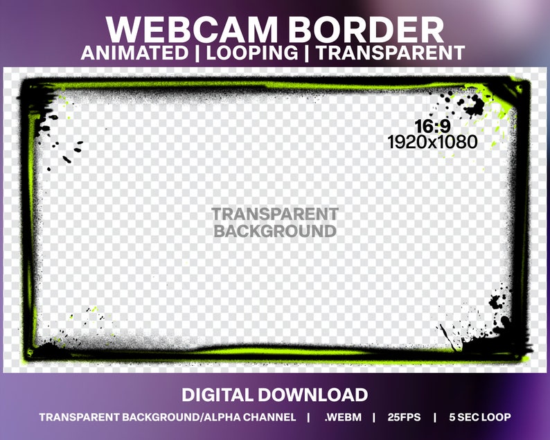 Animated Graffiti Webcam Border: Spray Paint Stream Overlay (digital ...