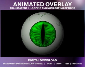 Animated Green Eyeball Stream Overlay | Halloween Twitch Decor (Digital Download)