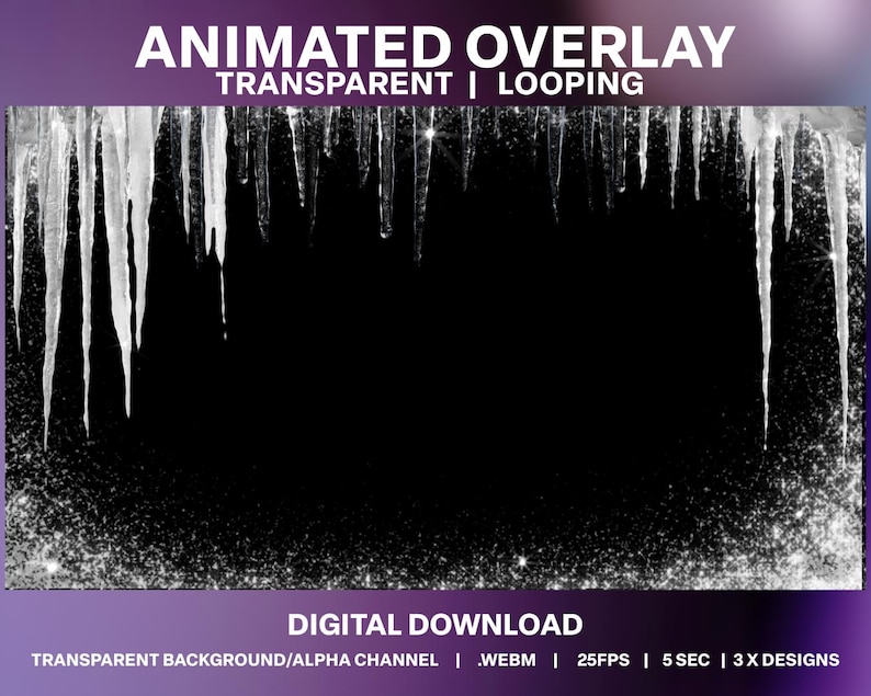 Animated Ice Icicles Stream Overlay | Winter Decoration (digital ...