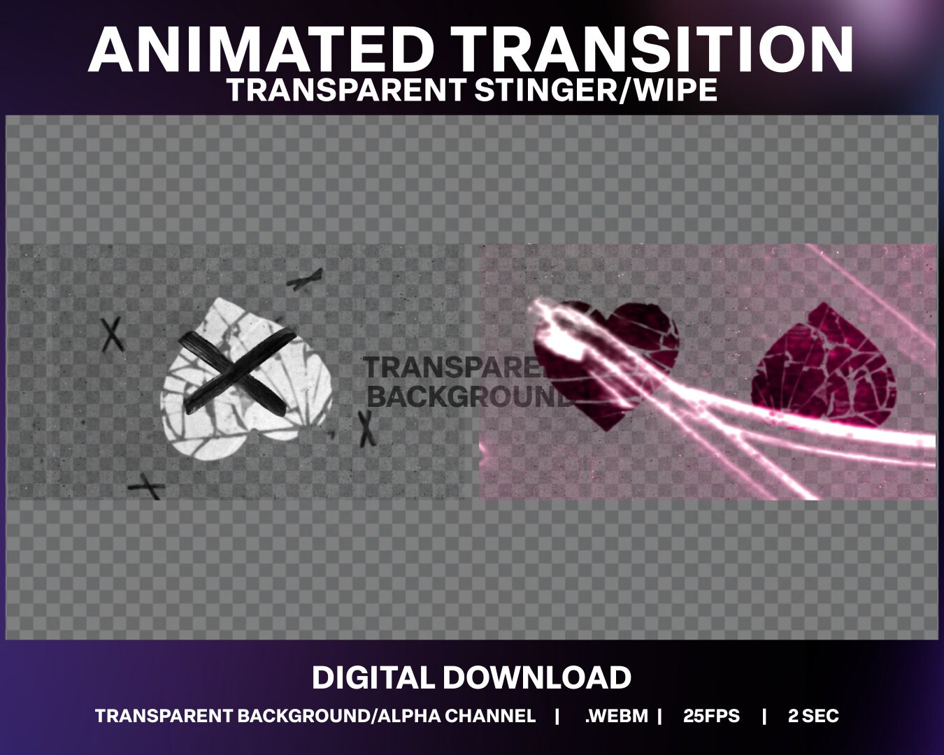 Anti Valentine Animated Stream Transition: Glitch Heart Film Wipe ...