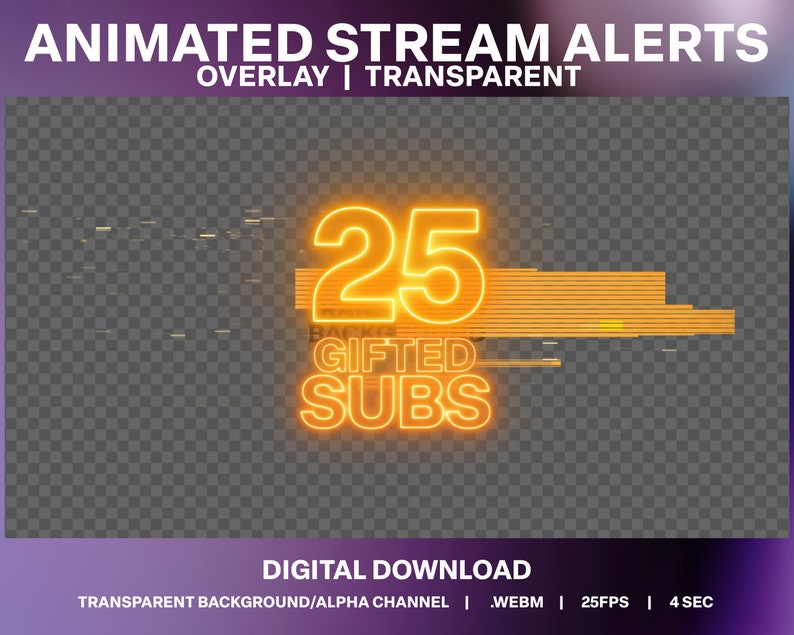 Neon Glitch Twitch Sub Alerts: Animated Cyberpunk Stream Overlay ...