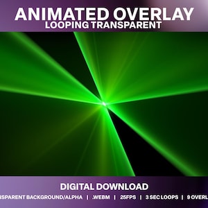 Animowane światła laserowe Loop 5 Pack | Twitch DJ Stream Party Strobe Lighting | Przezroczyste reflektory Stream | VJ Live Stream Disco Decoration