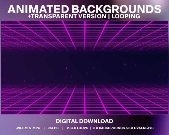 Neon Vaporwave Animated Backgrounds: Twitch DJ Stream Overlays (Digital Download)