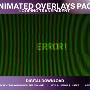 Error! CRT Noise Animated Transparent Overlay 5 Pack | Old VCR Twitch Stream Overlay | Loading Computer Noise | Vintage VHS Video Overlay