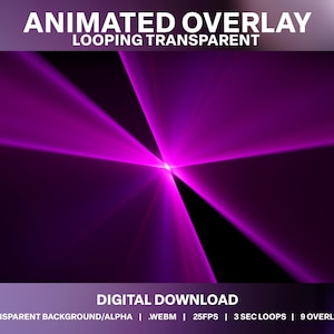 Animowane światła laserowe Loop 5 Pack | Twitch DJ Stream Party Strobe Lighting | Przezroczyste reflektory Stream | VJ Live Stream Disco Decoration
