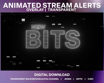 Neon Glitch Animated Stream Alerts: VHS Twitch Overlays (Digital Download)