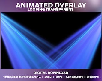 Animierter Blauer Bühnenstrahler Loop: Twitch DJ Stream Overlay (Digitaler Download)