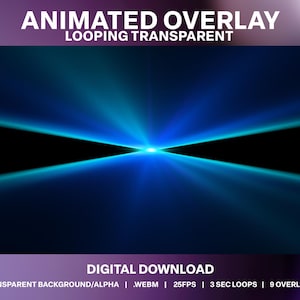 Animowane światła laserowe Loop 5 Pack | Twitch DJ Stream Party Strobe Lighting | Przezroczyste reflektory Stream | VJ Live Stream Disco Decoration