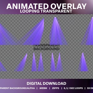 Animierte Lila Bühnenstrahler Loop: Twitch DJ Stream Overlay (Digitaler Download) Bild 6