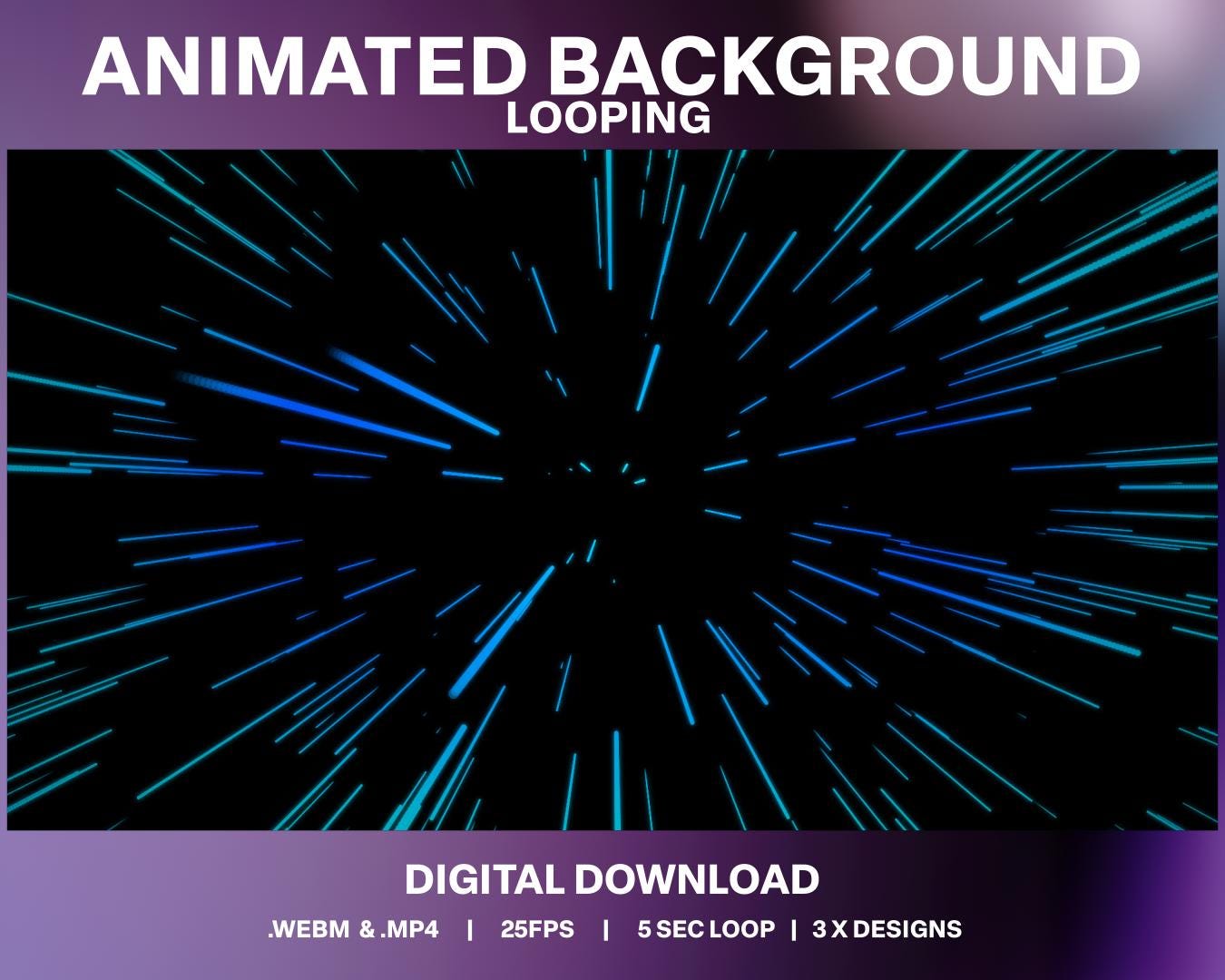 Animated Stars Background Loops: Light Speed Stream Decoration (digital ...