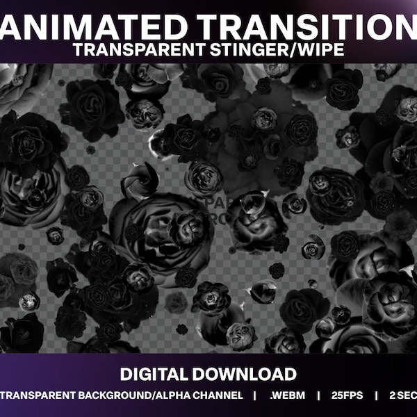 Black Roses Animated Transition | Anti Valentine Stream Transition | Gothic Animated Stream Wipe | Halloween Stream Stinger