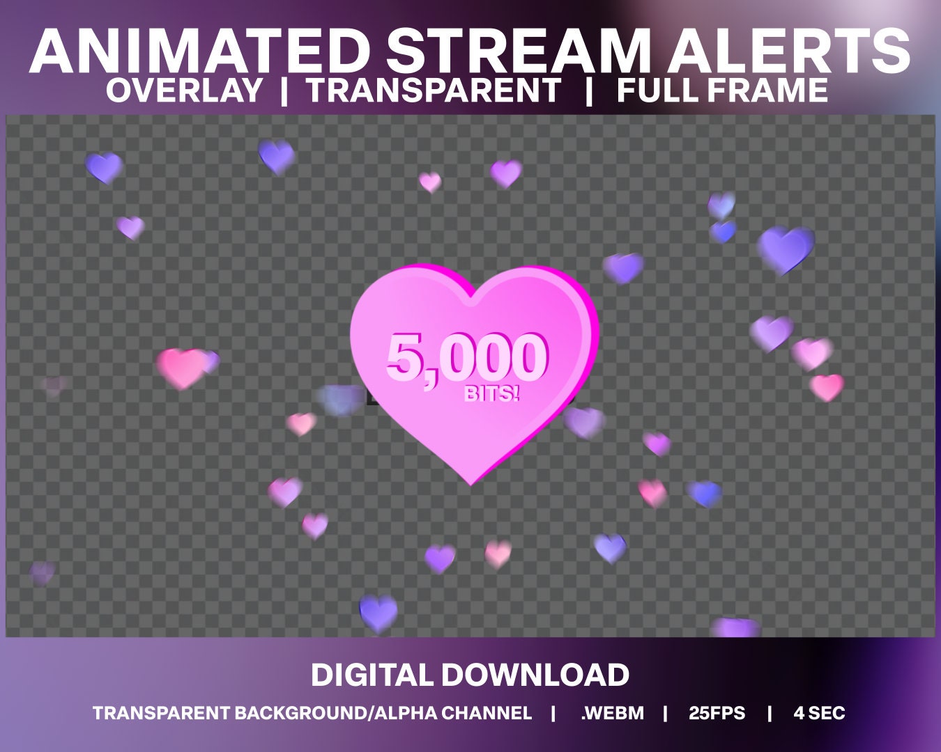 Heart Bomb Bits Animated Alert Twitch Bit Stream Cheers Overlay Cute