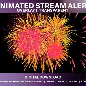 Fireworks Animated Stream Decoration Pack | Animated Party Fireworks Stream Overlay | Celebration Alert Stream Overlay |  Cheer, Bits Alert