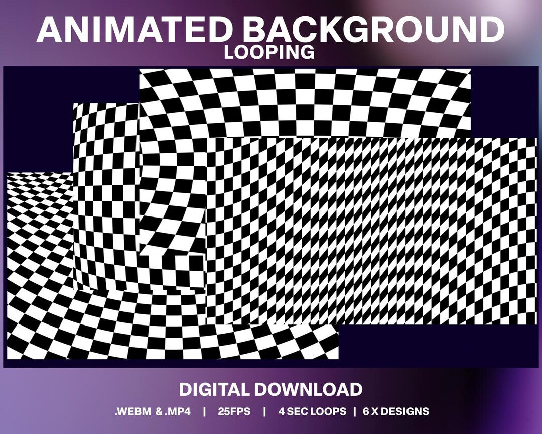 6x Animated Wavy Check Background Loops | Trippy Checkered Streaming ...