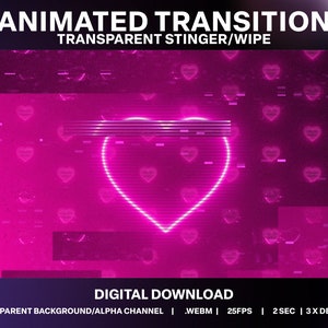 Glitch Heart Animated Stream Transition: Neon Stinger Wipe (Digital Download)