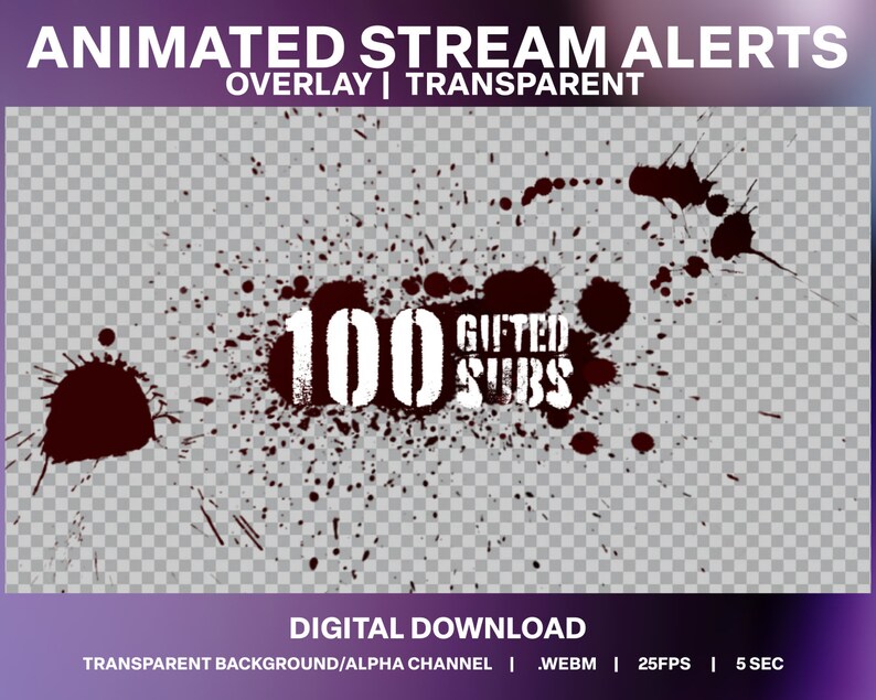 Creepy Splatter Animated Stream Overlay: Horror Subscriber Alerts ...