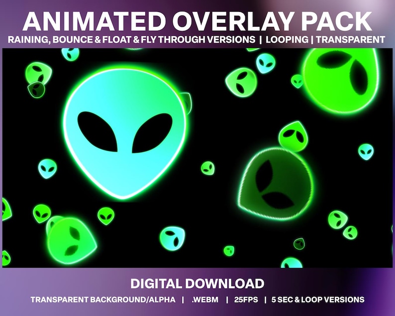 Animated Alien Stream Overlays: Fun UFO Decoration (webm Digital ...