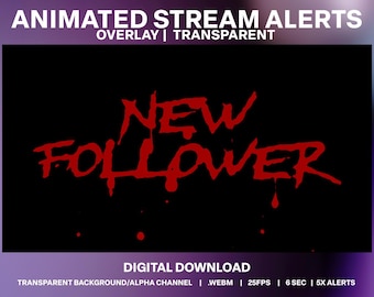 Animated Blood Drip Stream Alerts | Halloween Twitch Overlay (Digital Download)