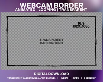 Dark Grunge Animated Webcam Border: Twitch Stream Brush Stroke Overlay (Digital Download)