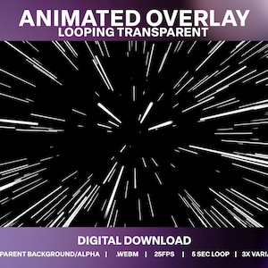 3x Animated Stars Overlay Loops | Light Speed Stream Decoration | Sparkle Animated Stream | Space Live Stream | Transparent | May the 4th