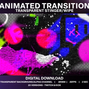 Graffiti Animated Twitch Transition | Spray Paint Stream Wipe | Fluro Animated Stream Decoration |  Cool Neon Graffiti Kick Stream Stinger