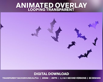 Purple Bat Swarm Animated Stream Overlay: Halloween Decoration (Digital Download)