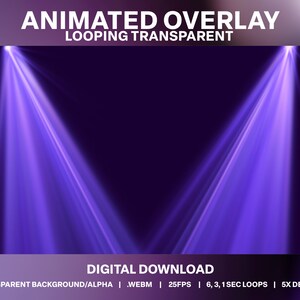 Animierte Lila Bühnenstrahler Loop: Twitch DJ Stream Overlay (Digitaler Download) Bild 5
