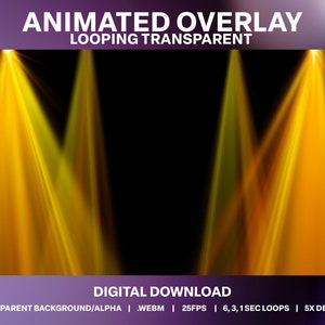 Animowane reflektory sceniczne Loop 5 Pack | Twitch DJ Stream Party Lighting | Przezroczysty parkiet taneczny Stream | VJ Live Stream Disco Decoration