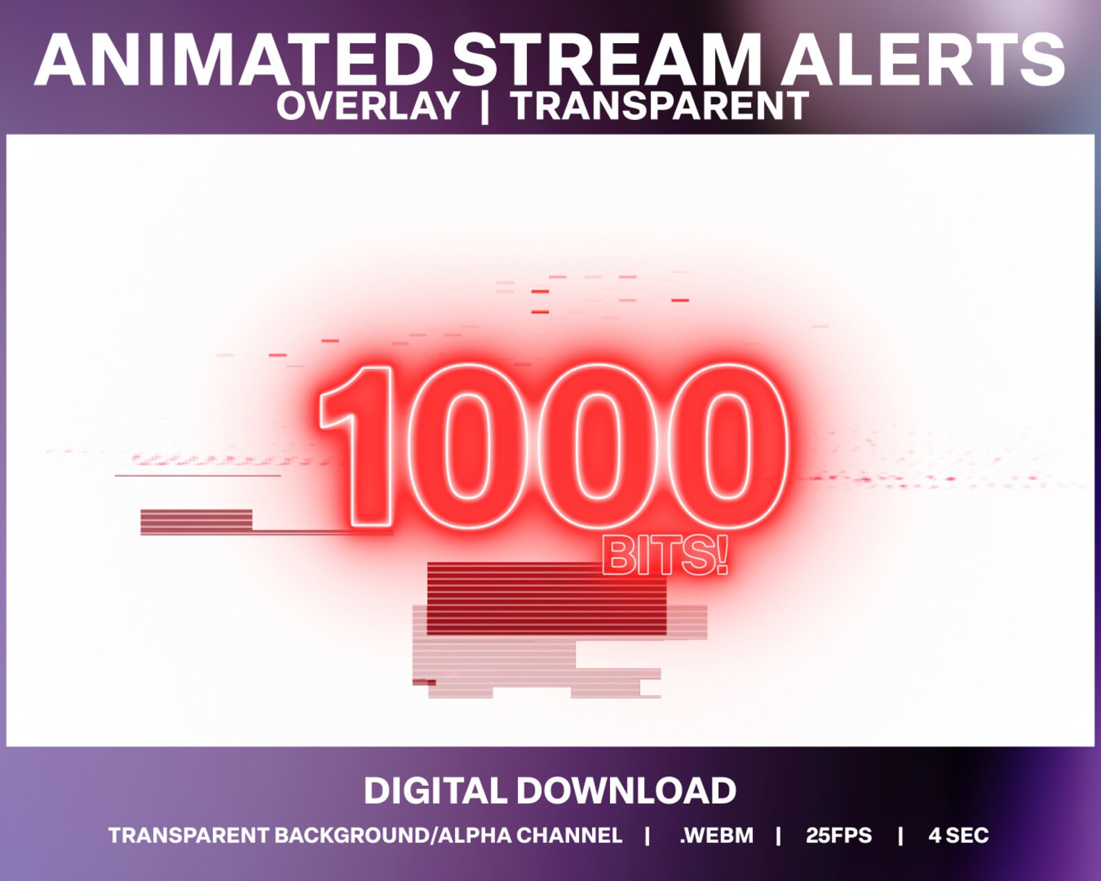 Neon Glitch Bomb Bits Animated Alert | Twitch Stream Overlay (digital ...
