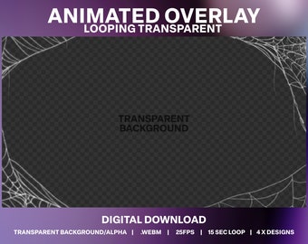 Spider Web Animated Stream Overlay | Creepy Halloween Live Stream Decoration | Transparent Spooky Web Overlay | Animated Cobweb Decoration