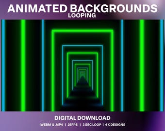 Animated Neon Tunnel Loops: DJ Stream Background (Digital Download)