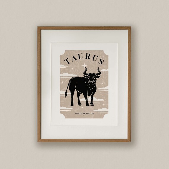 Taurus Print Taurus Gifts Taurus Poster Taurus Decor Etsy